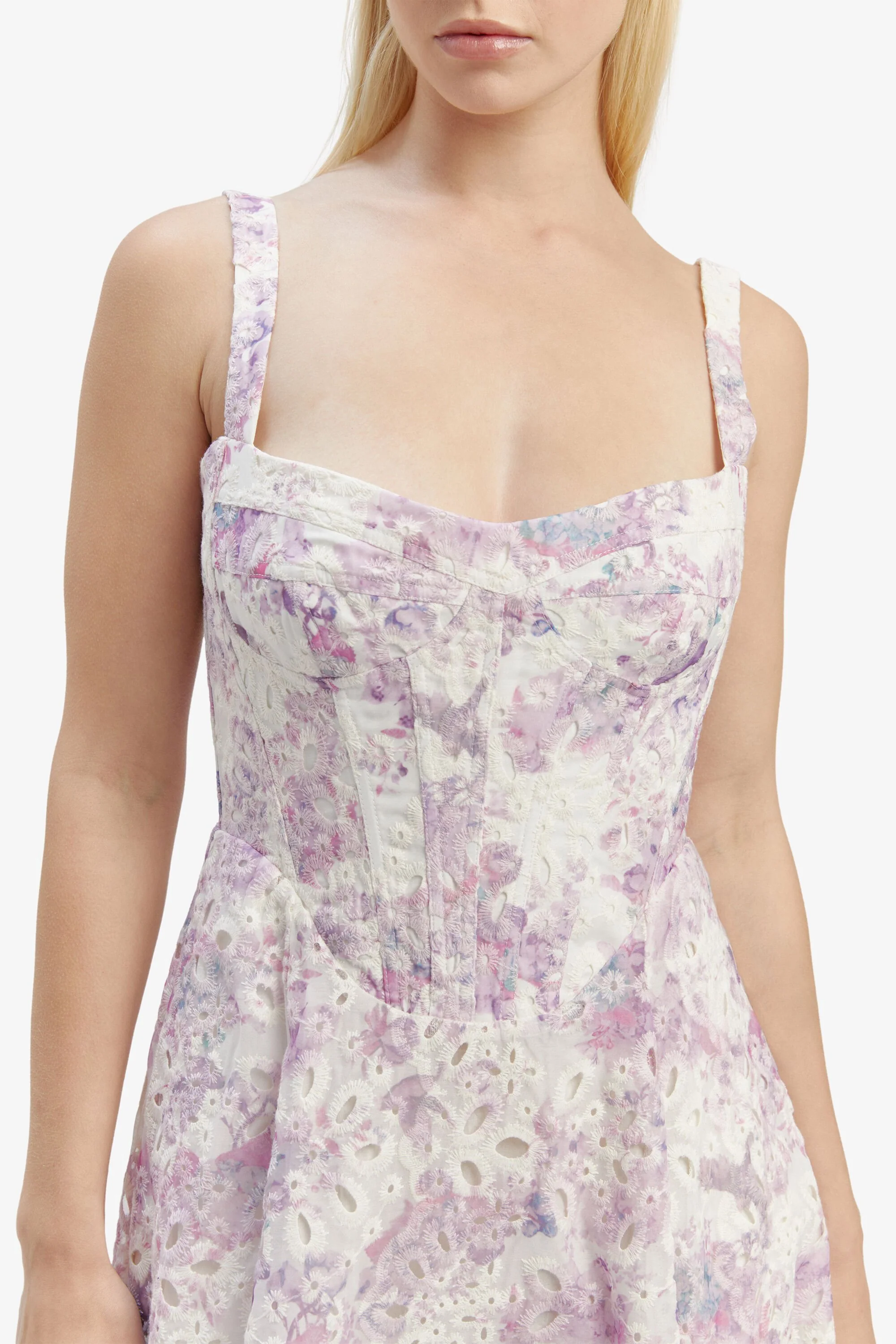 Adaline Broderie Midi Dress - Lilac Floral - Image 4