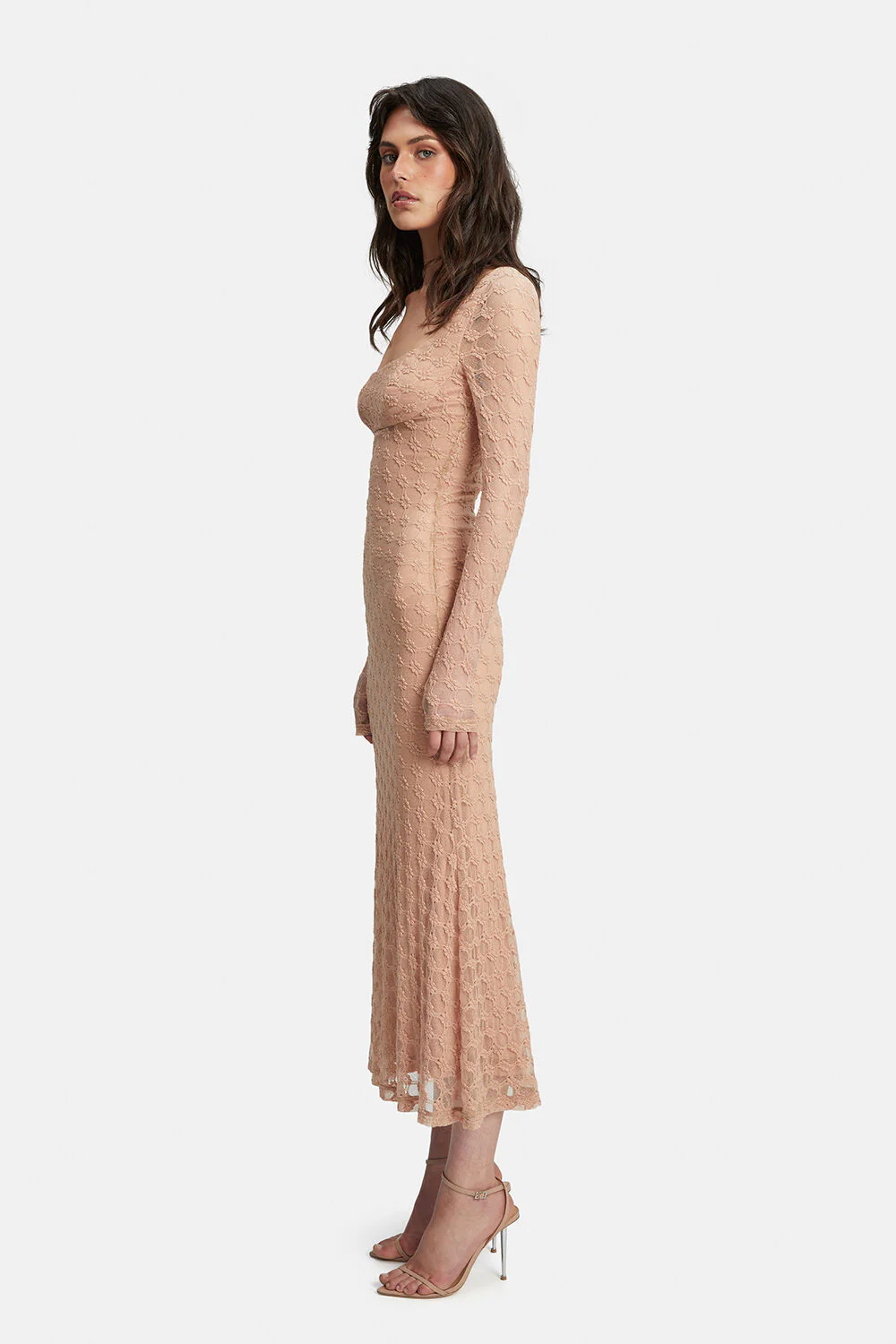Adoni Lace Midi Dress - Biscuit - Image 3