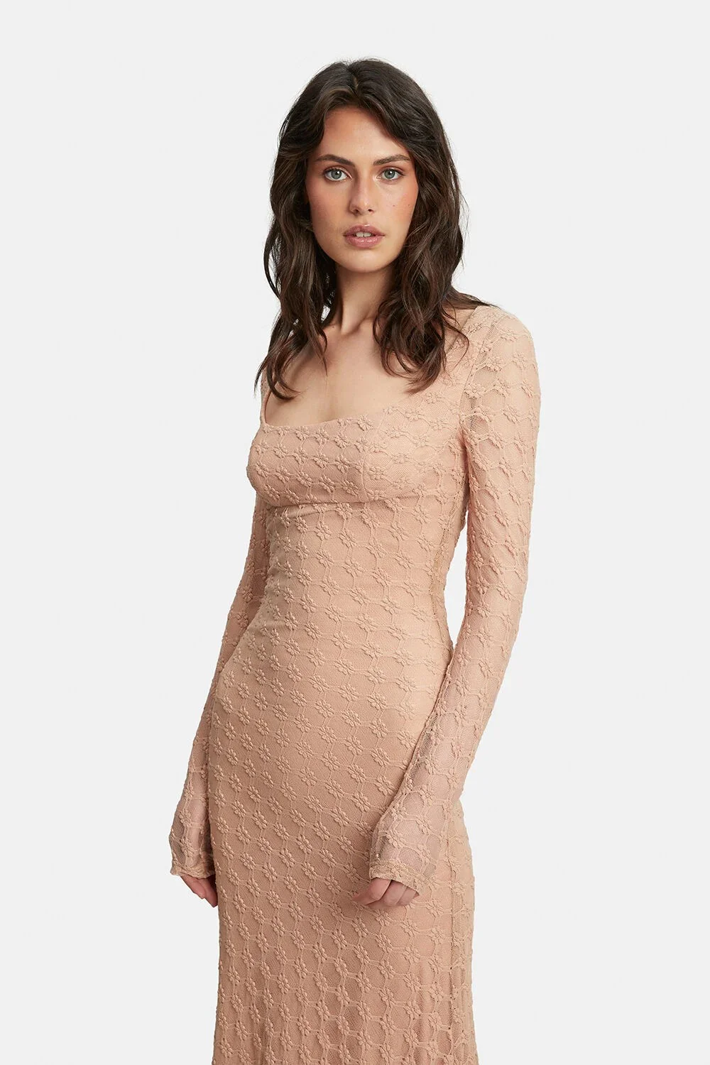 Adoni Lace Midi Dress - Biscuit - Image 5