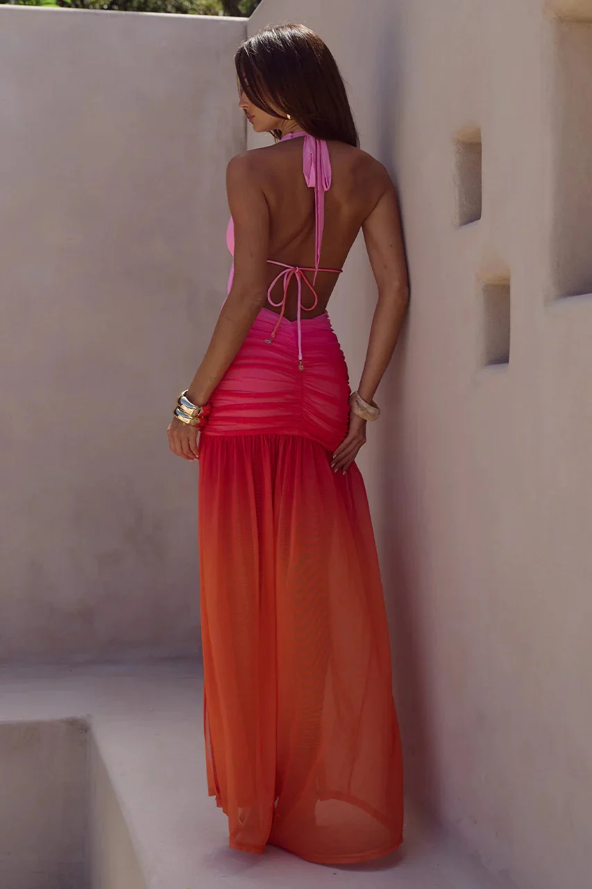 Adrianna Plunge Maxi Dress - Tropicale Ombre - Image 2