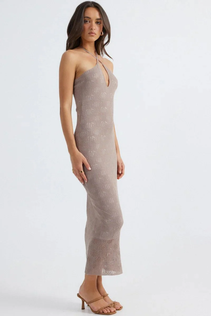 Aelia Halterneck Dress - Mocha - Image 4