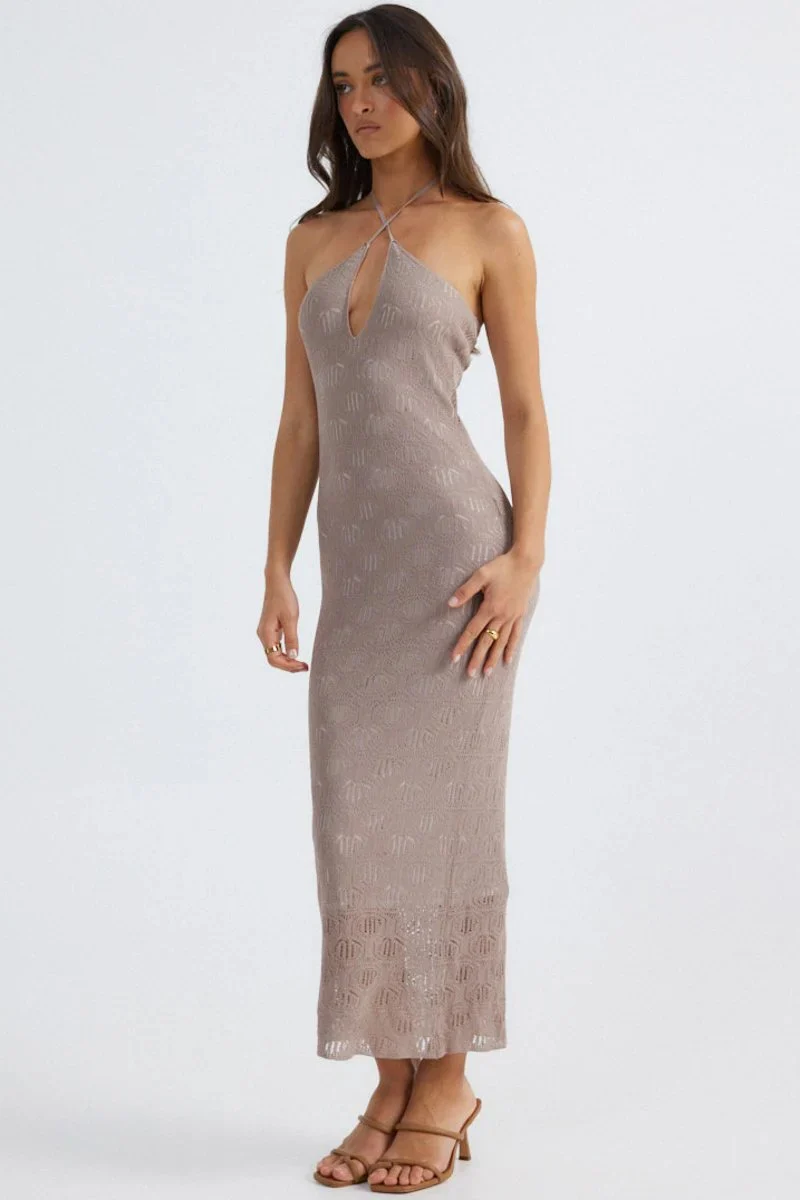 Aelia Halterneck Dress - Mocha - Image 5
