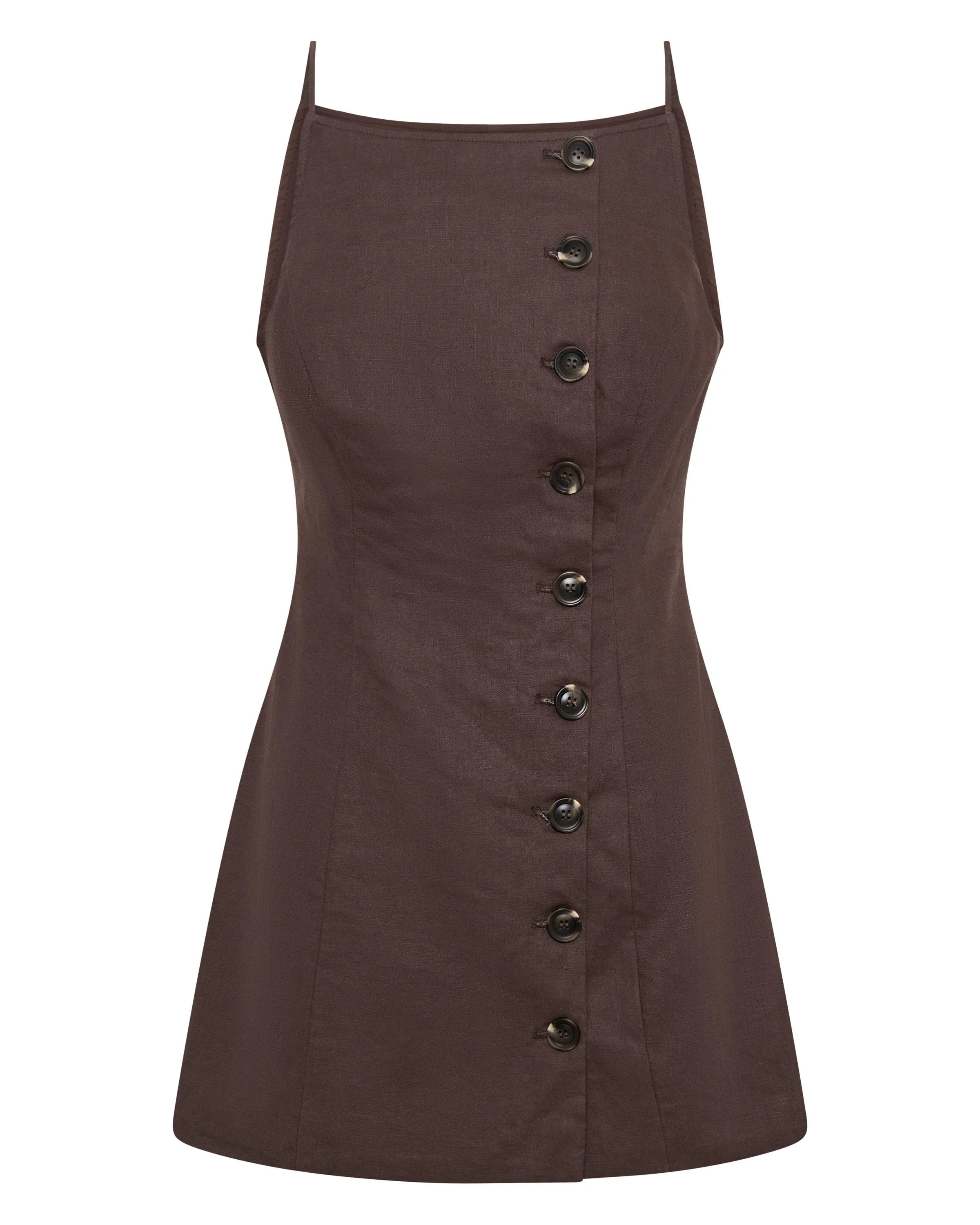 Allegra Linen Dress - Chocolate - Image 3