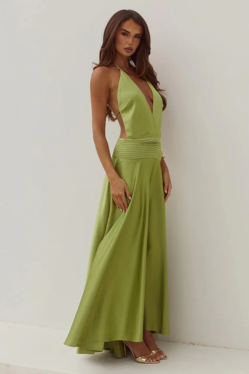 Amadine Maxi Dress - Olive (PREORDER) - Image 3