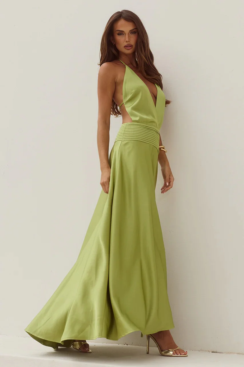 Amadine Maxi Dress - Olive (PREORDER) - Image 4