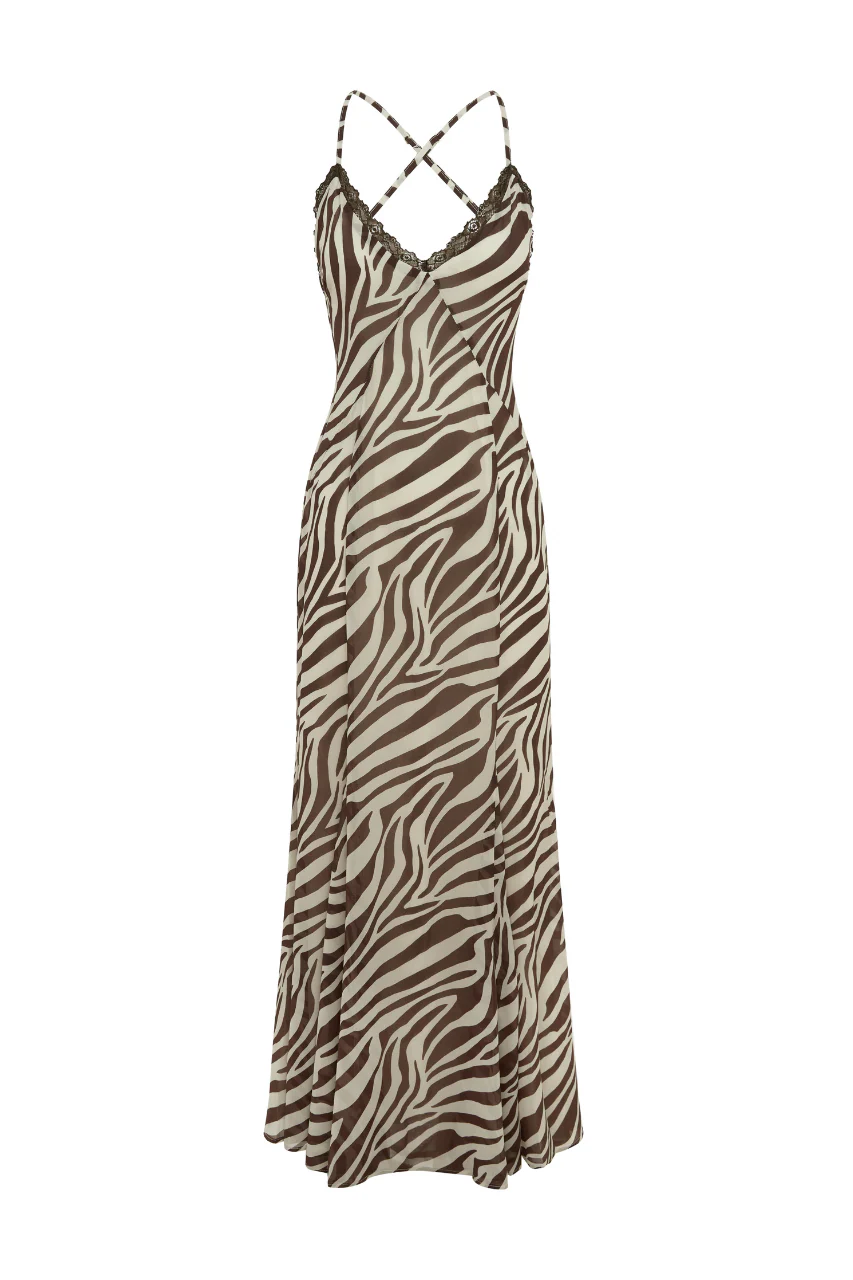 Amina Maxi Dress - Zebra Chocolate - Image 7