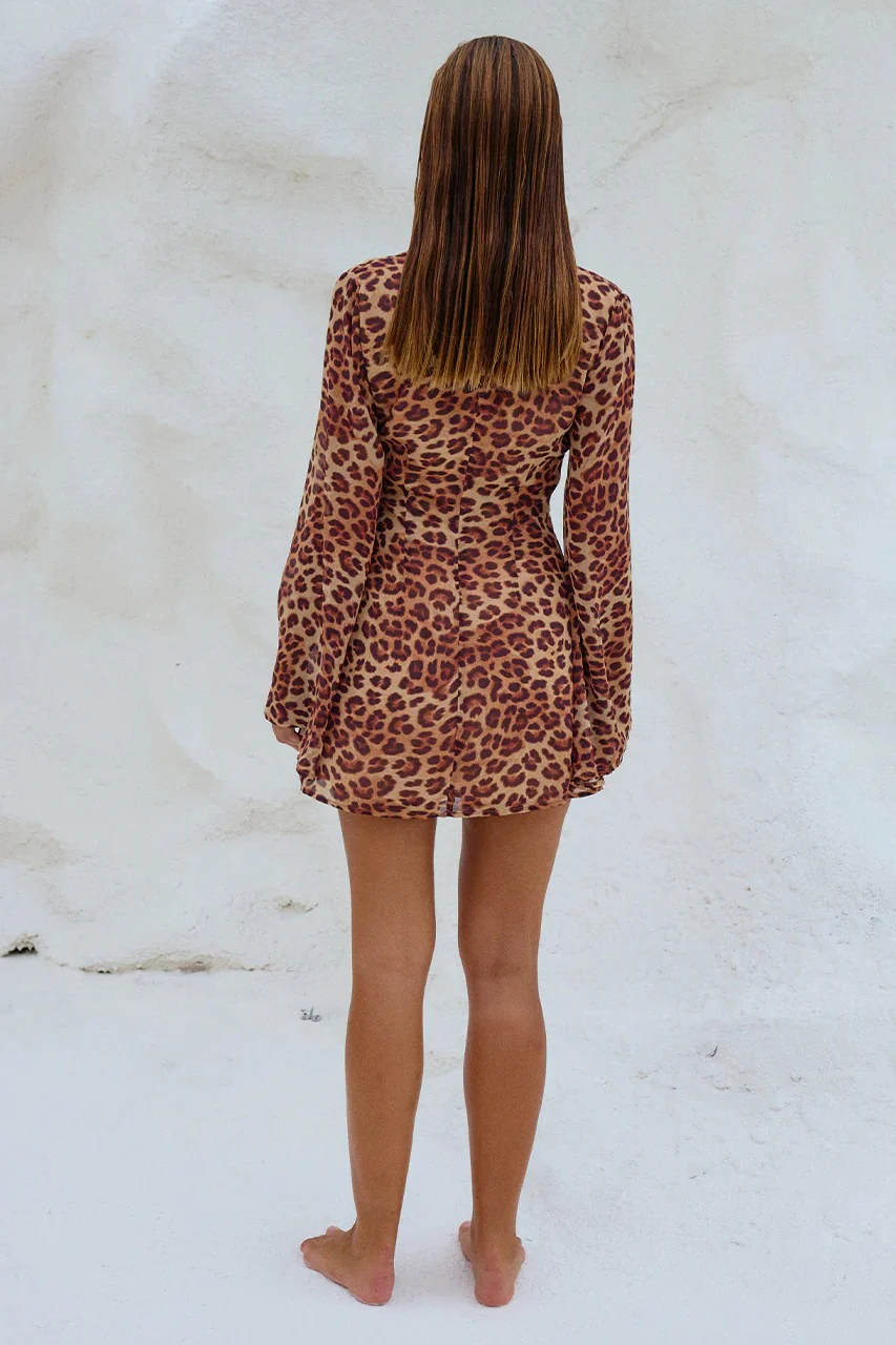 Anara Mini Dress - Leopard - Image 3