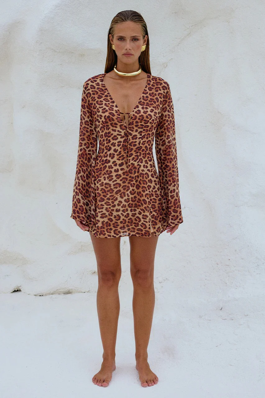 Anara Mini Dress - Leopard - Image 4
