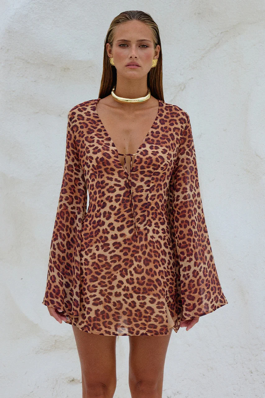 Anara Mini Dress - Leopard - Image 5