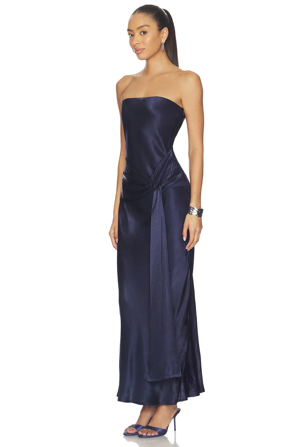 Angie Front Tie Maxi Dress - Navy - Image 3