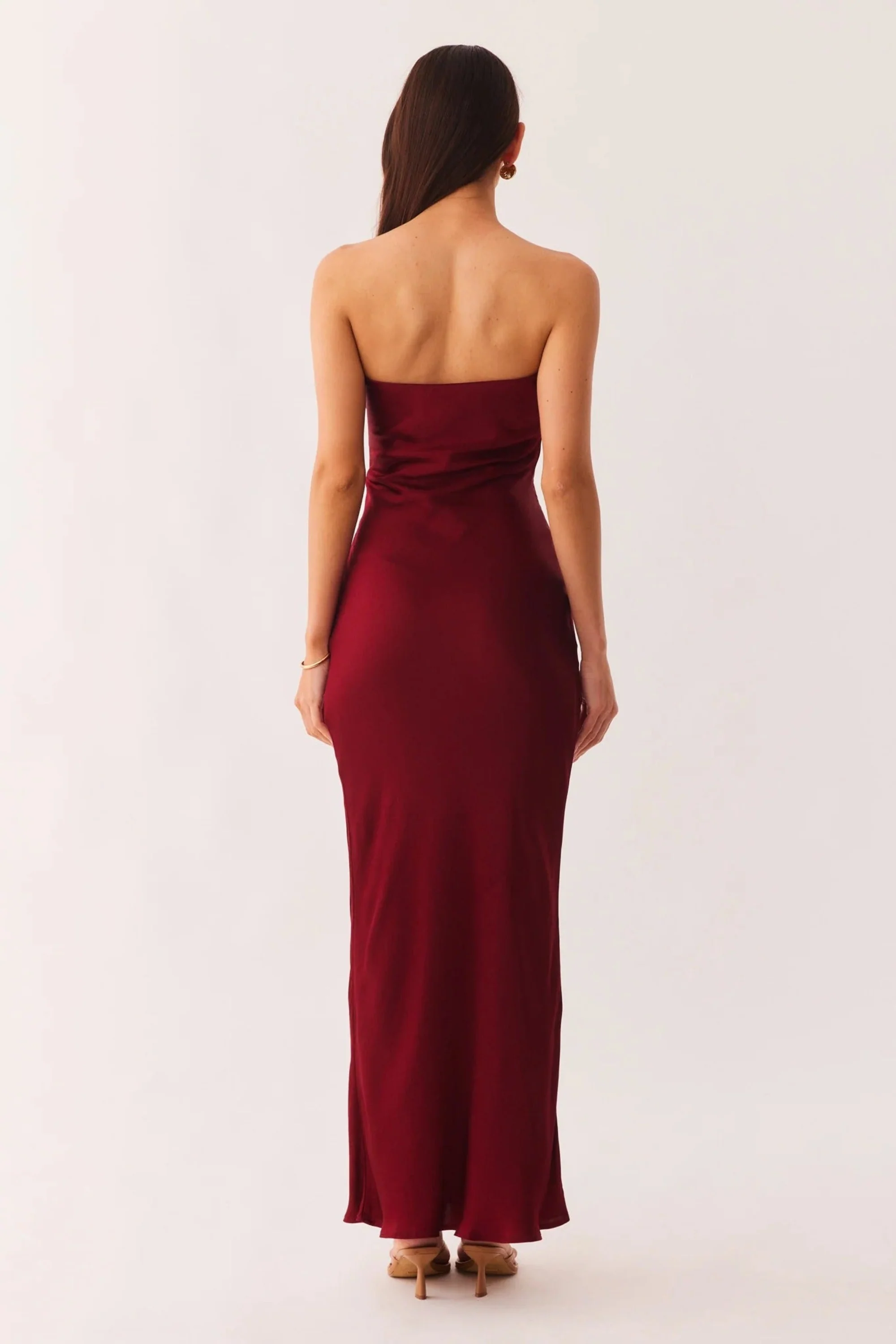 Angie Front Tie Maxi Dress - Wine - Image 2