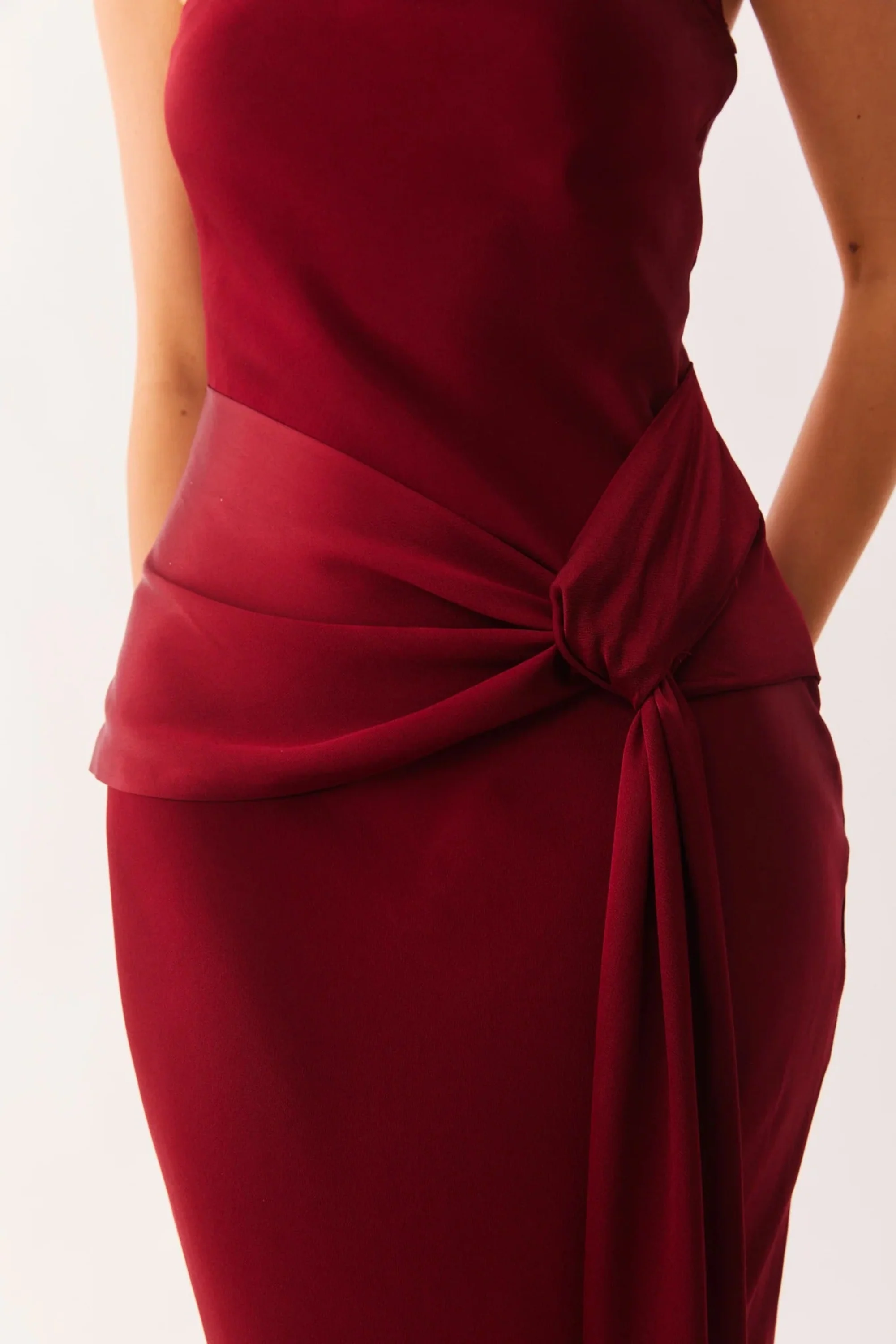 Angie Front Tie Maxi Dress - Wine - Image 5
