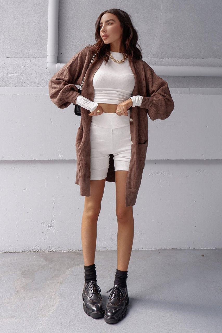 Ariel Knit Cardigan - Chocolate - Image 2