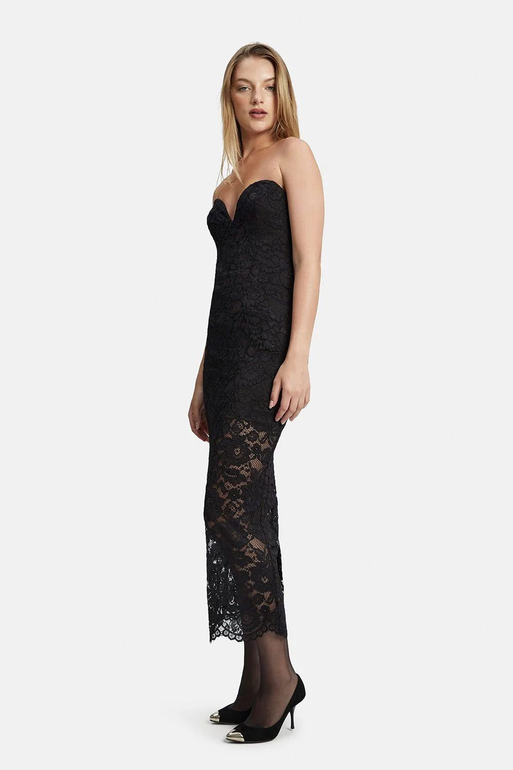 Artemis Midi Lace Dress - Black - Image 4