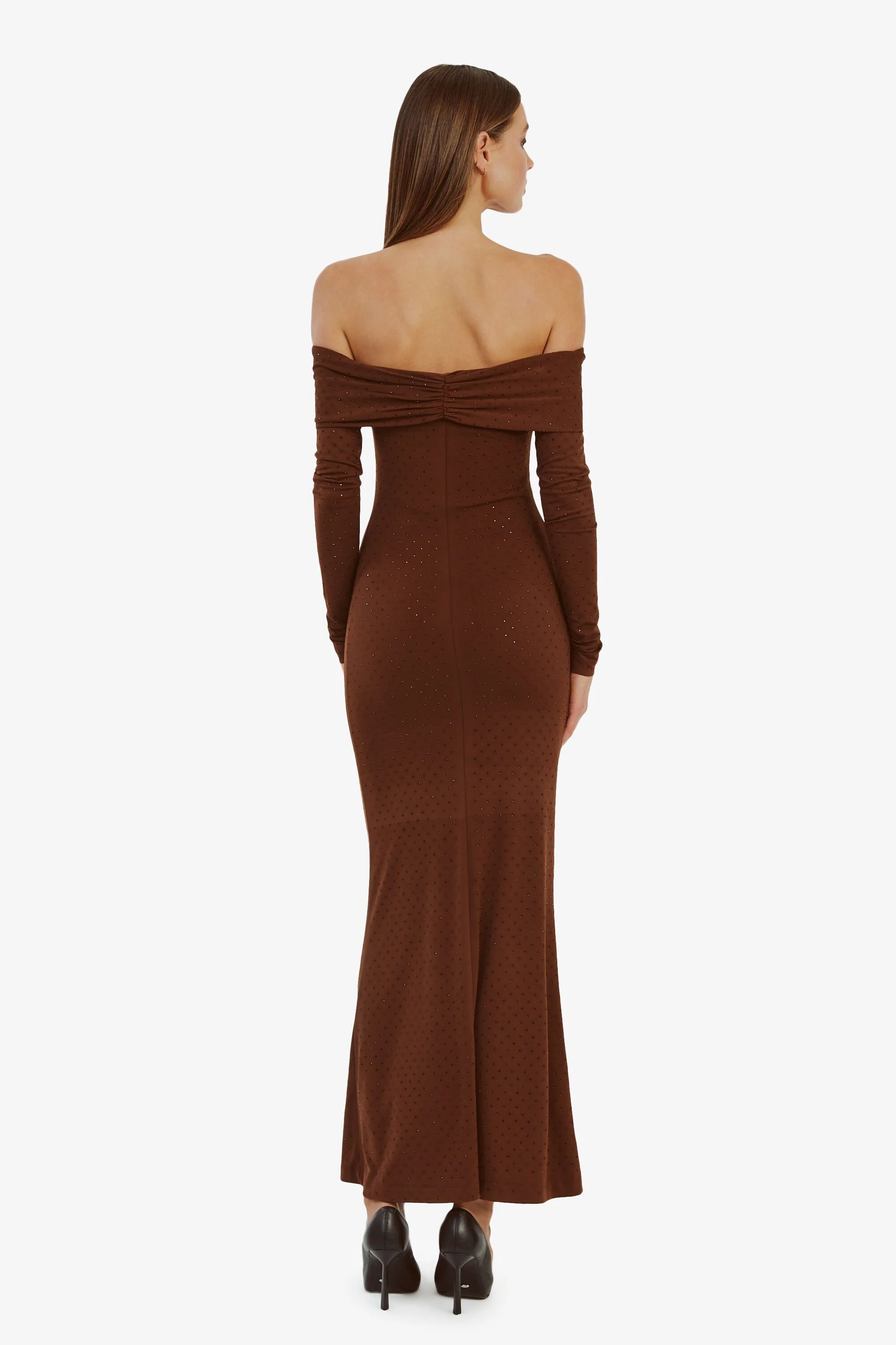 Artura Diamante Maxi Dress - Chocolate - Image 3