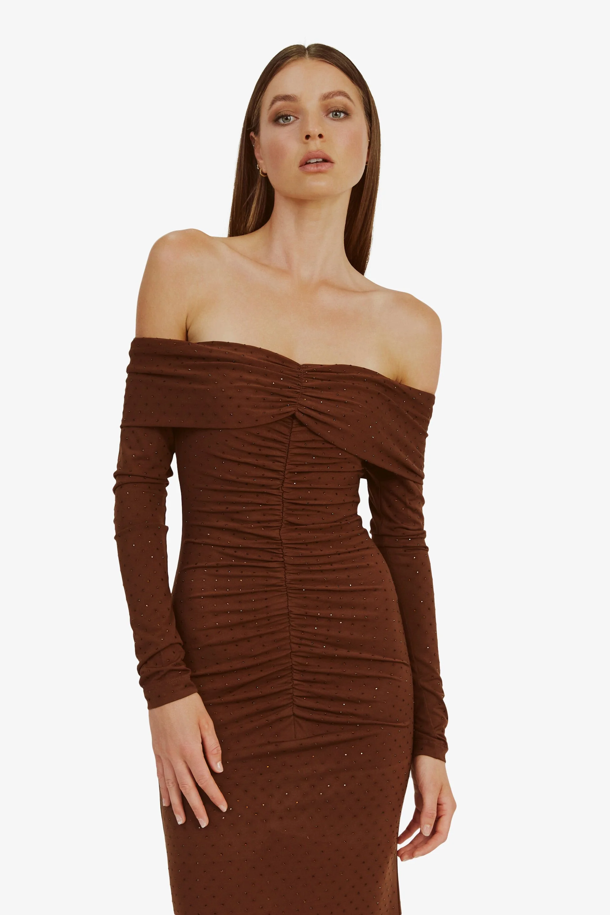 Artura Diamante Maxi Dress - Chocolate - Image 4