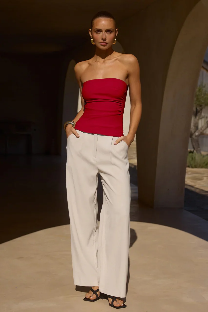 Ashton Strapless Top - Cherry Red - Image 3