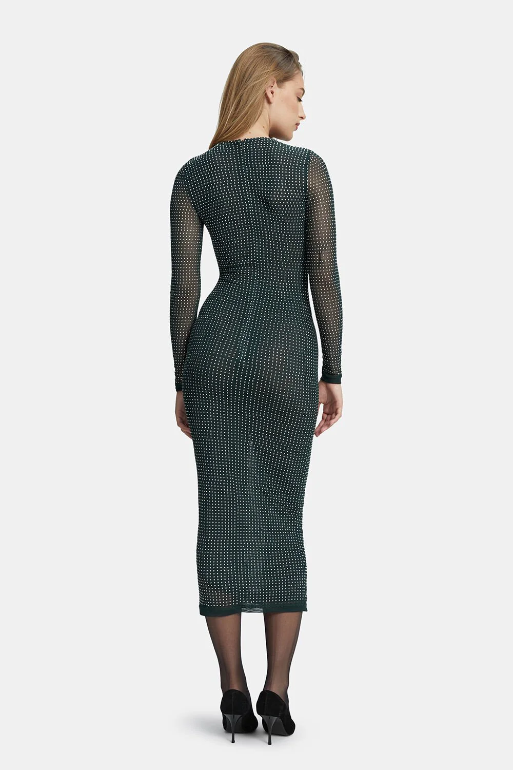 Atlas Diamante Midi Dress - Forest Green - Image 2