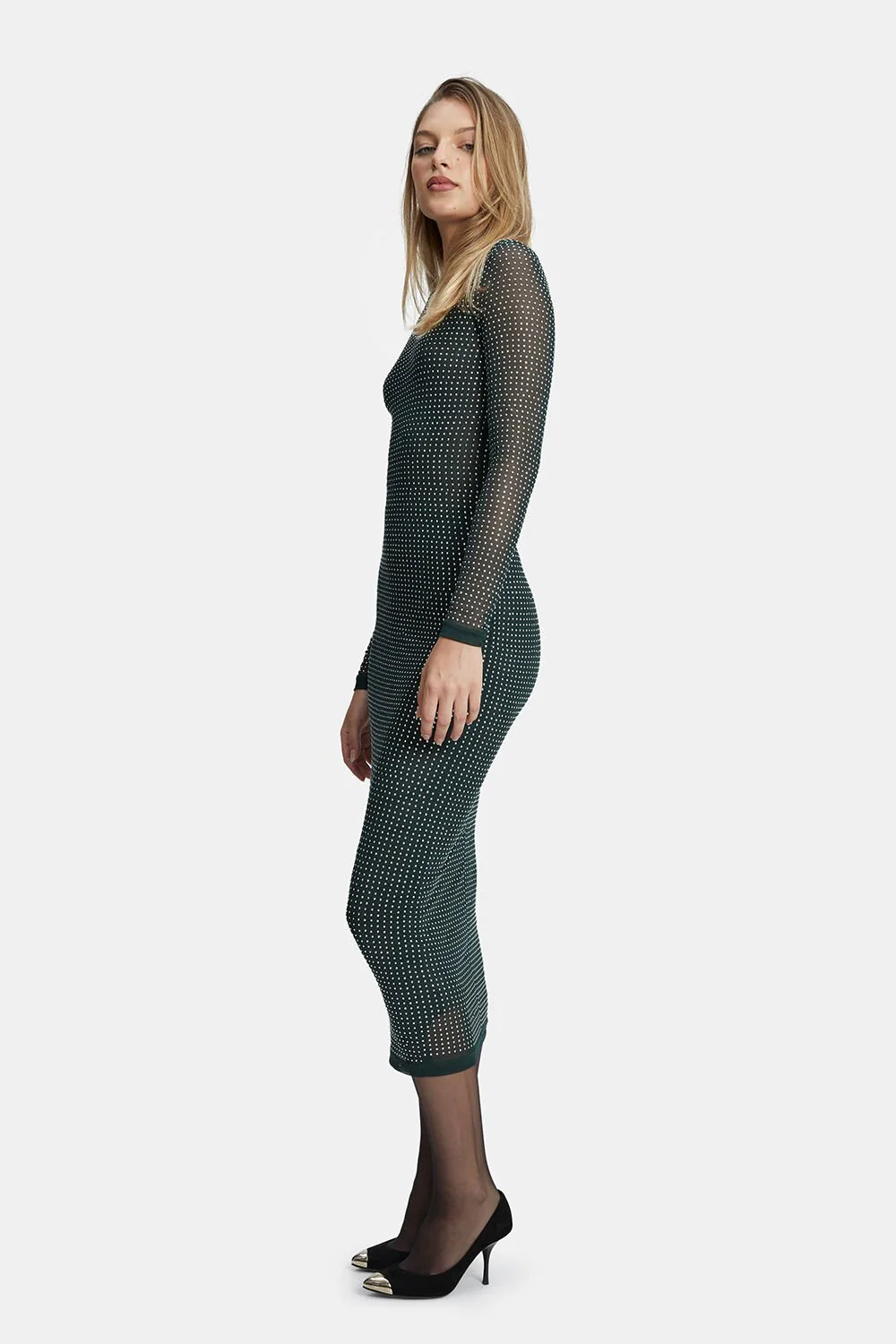 Atlas Diamante Midi Dress - Forest Green - Image 5