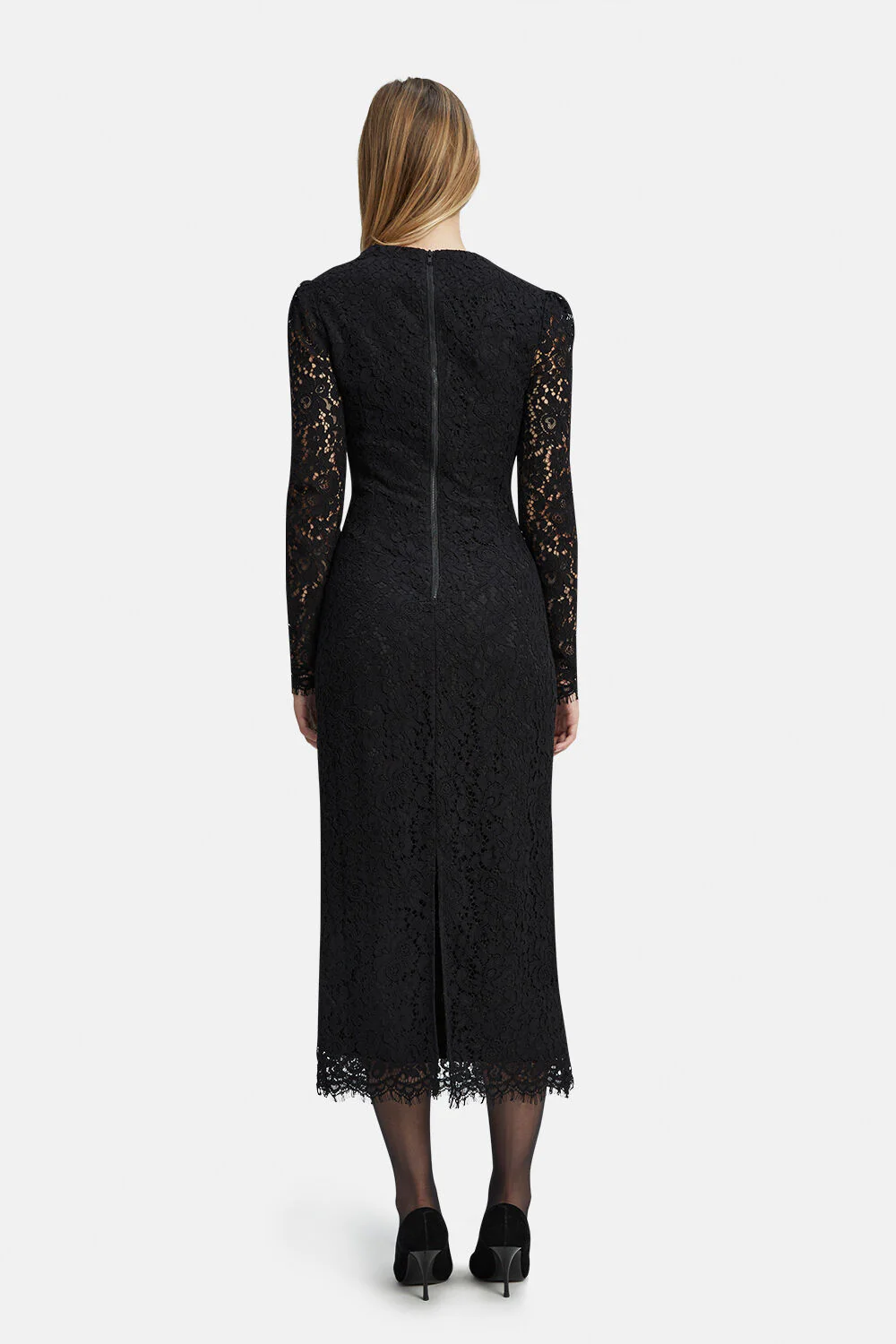 Aurora Lace Midi Dress - Black - Image 2