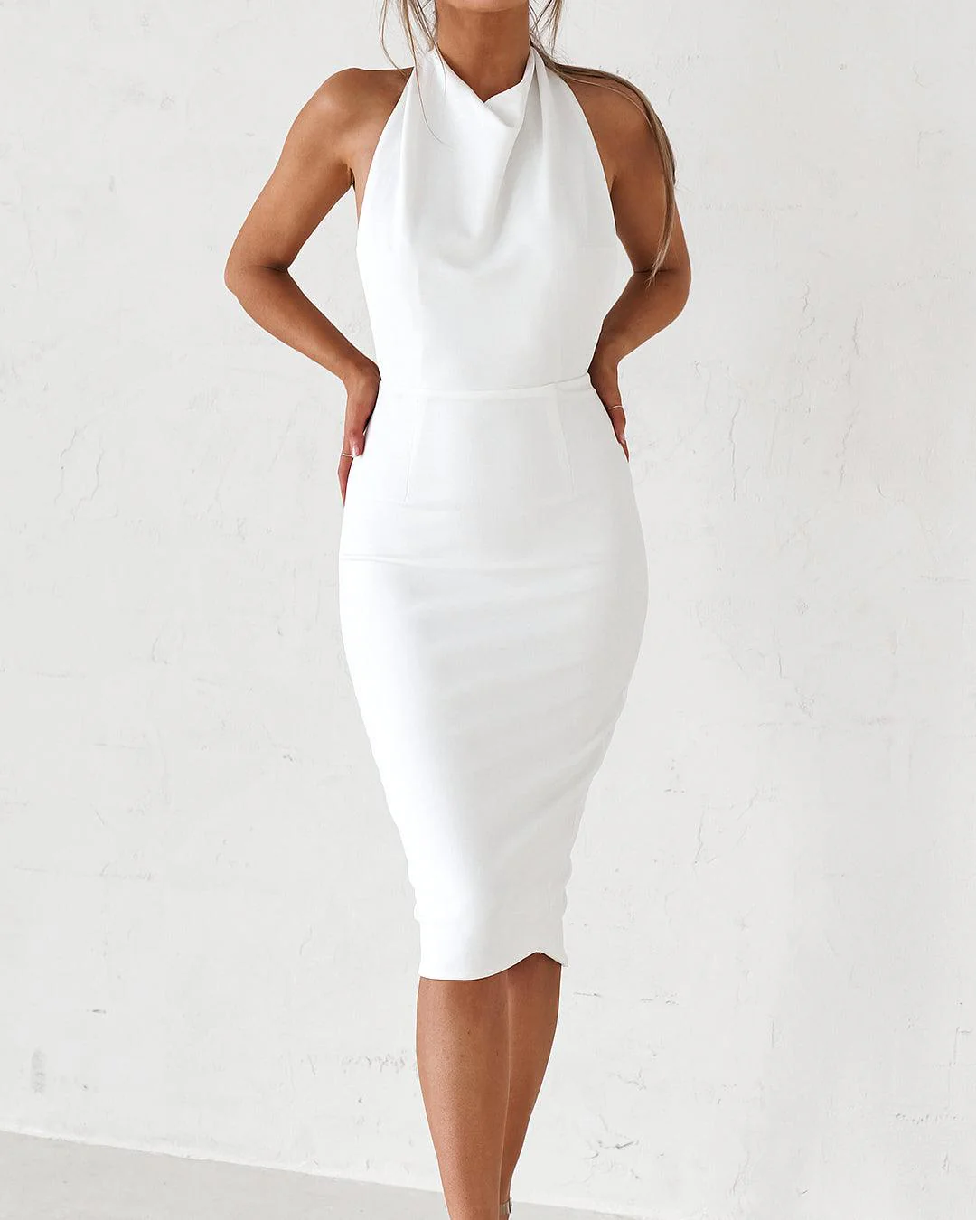 Backless Midi Dress - White - Image 5
