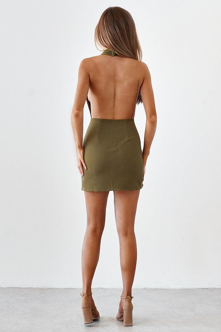 Backless Mini Dress - Burnt Olive - Image 5
