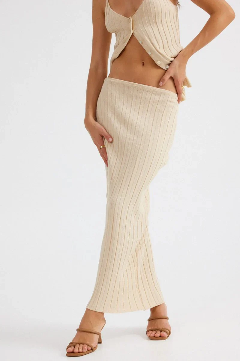 Baha Ribbed Skirt - Sand - Image 3