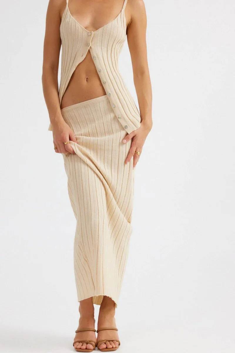Baha Ribbed Skirt - Sand - Image 5