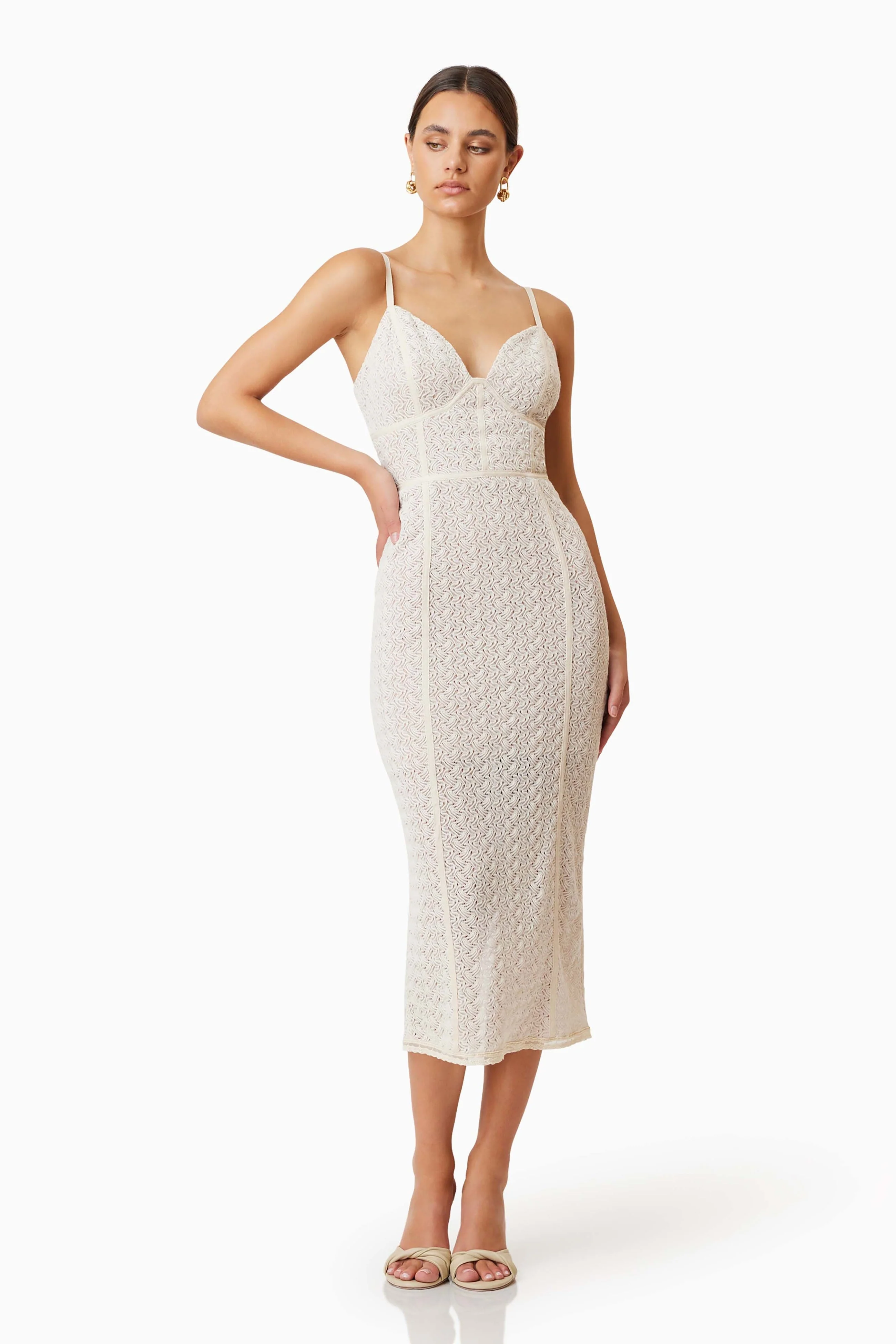 Bella Cocktail Midi Dress - Ivory - Image 4