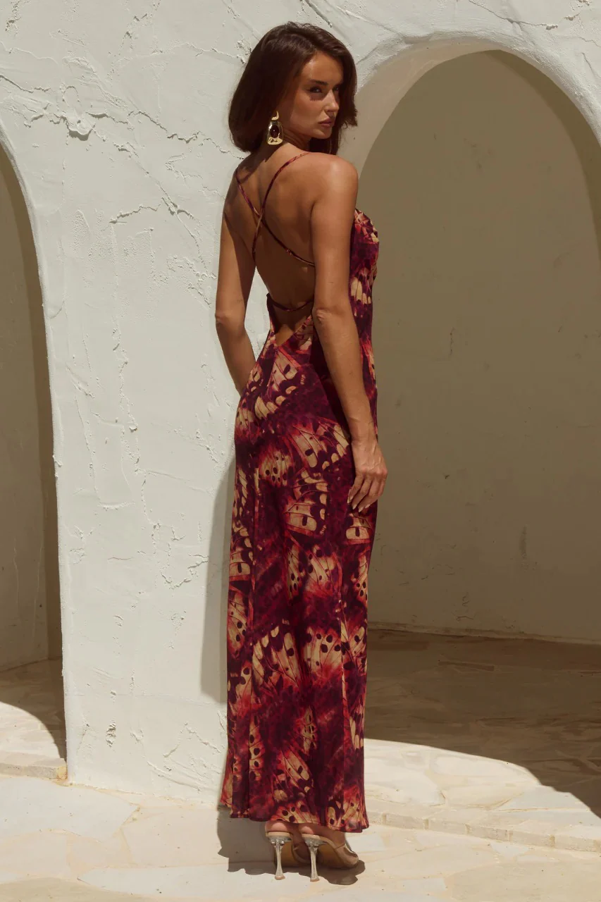 Benito Cowl Maxi Dress - Eliana Red - Image 2