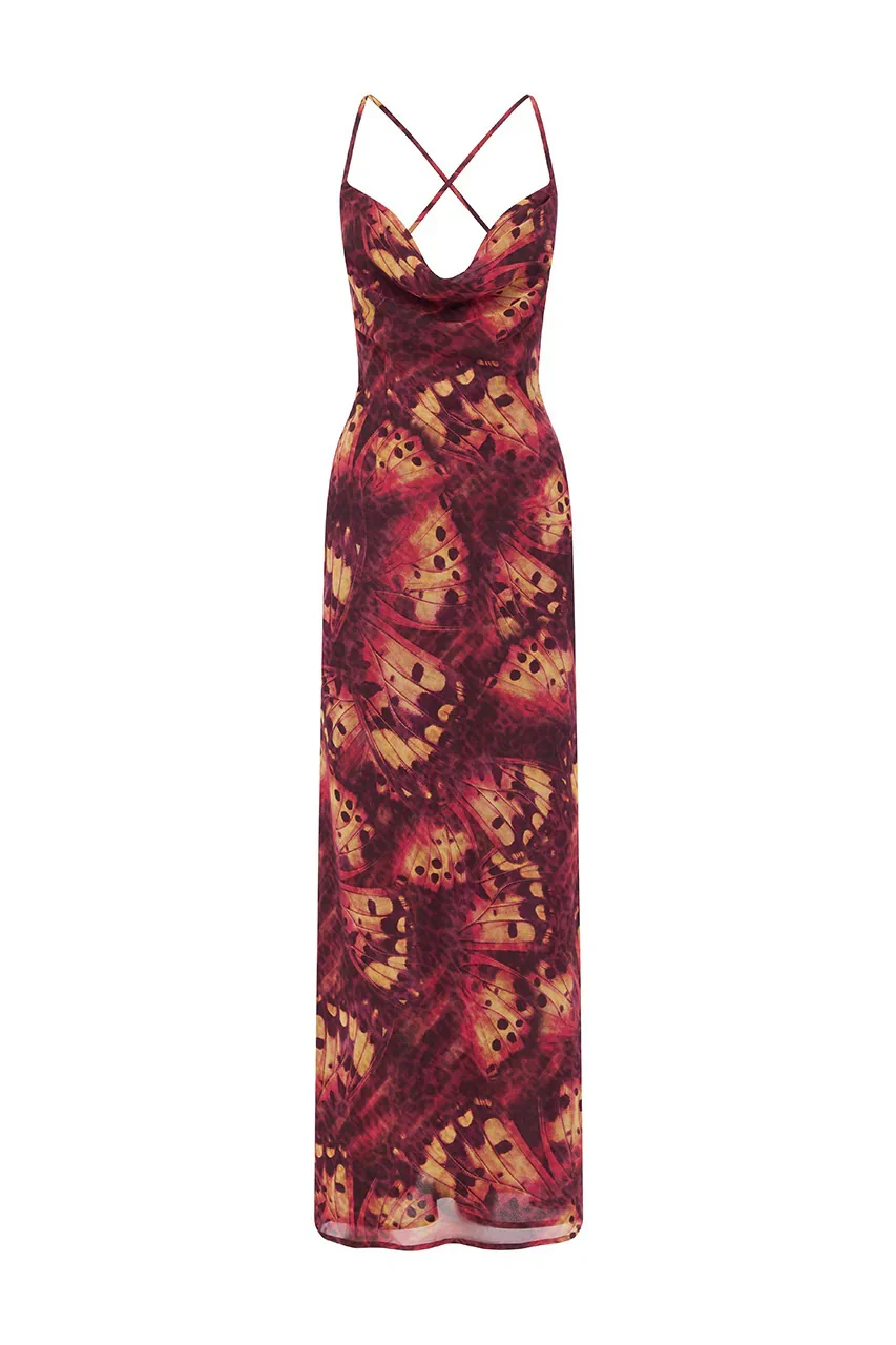 Benito Cowl Maxi Dress - Eliana Red - Image 5