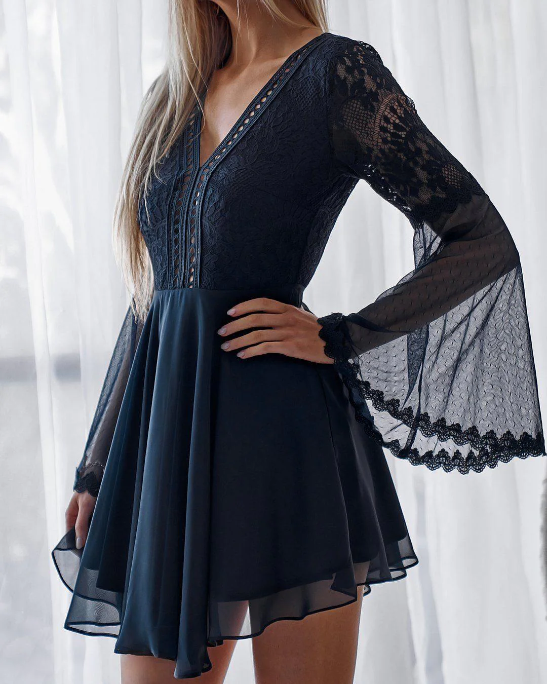 Bethany Dress - Navy - Image 3