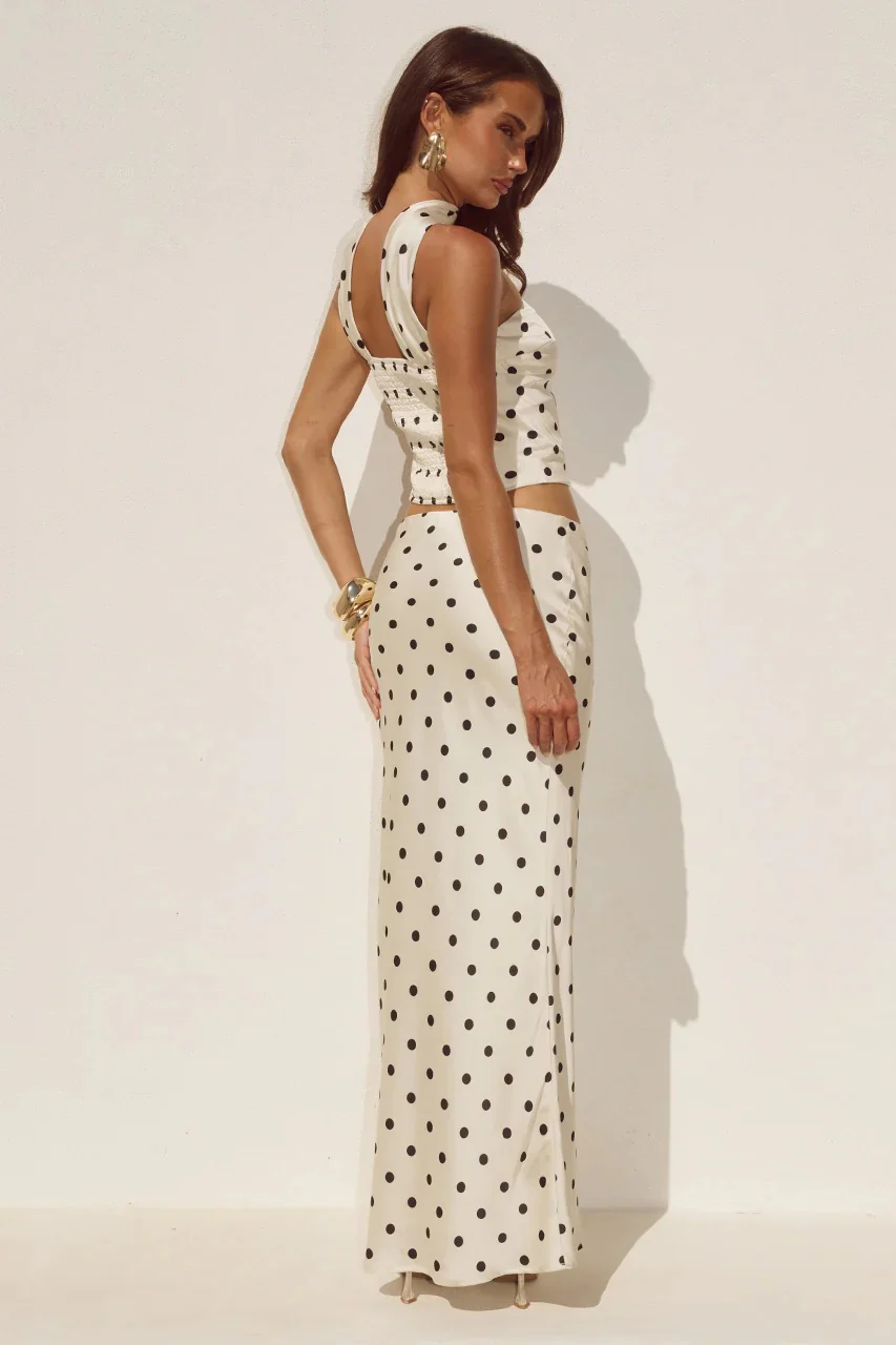 Blaine Maxi Skirt - Cream/Black Polka - Image 2