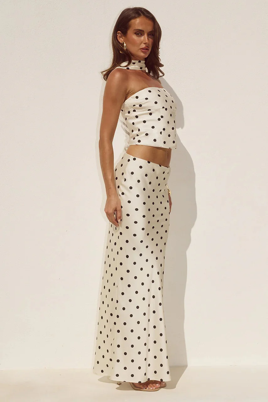 Blaine Maxi Skirt - Cream/Black Polka - Image 3