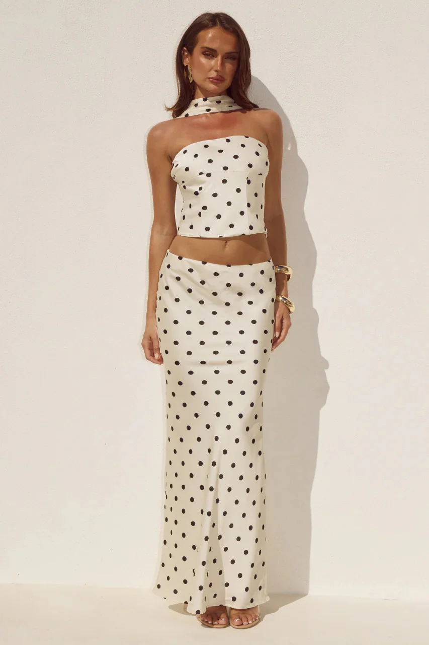 Blaine Maxi Skirt - Cream/Black Polka - Image 5