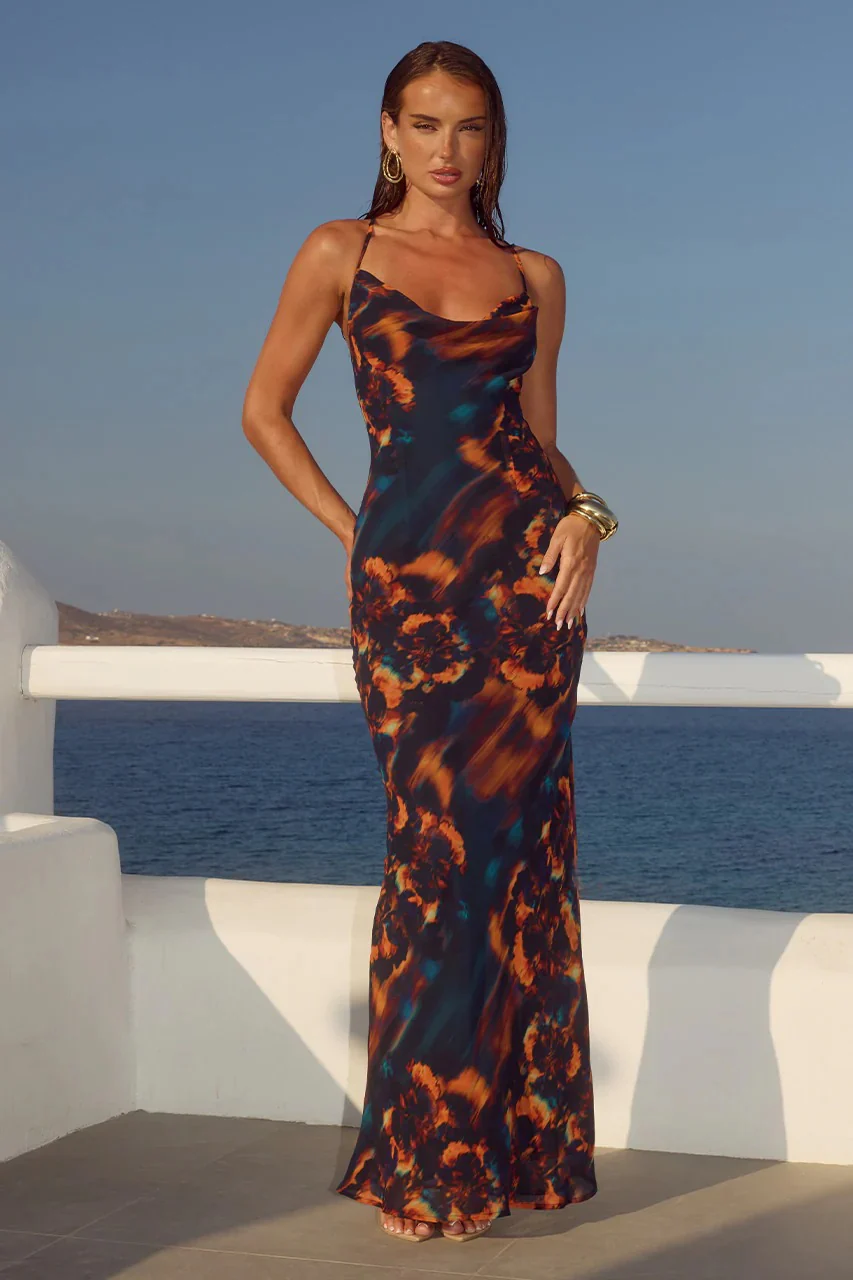 Bridgette Cowl Maxi Dress - Valina Orange - Image 3