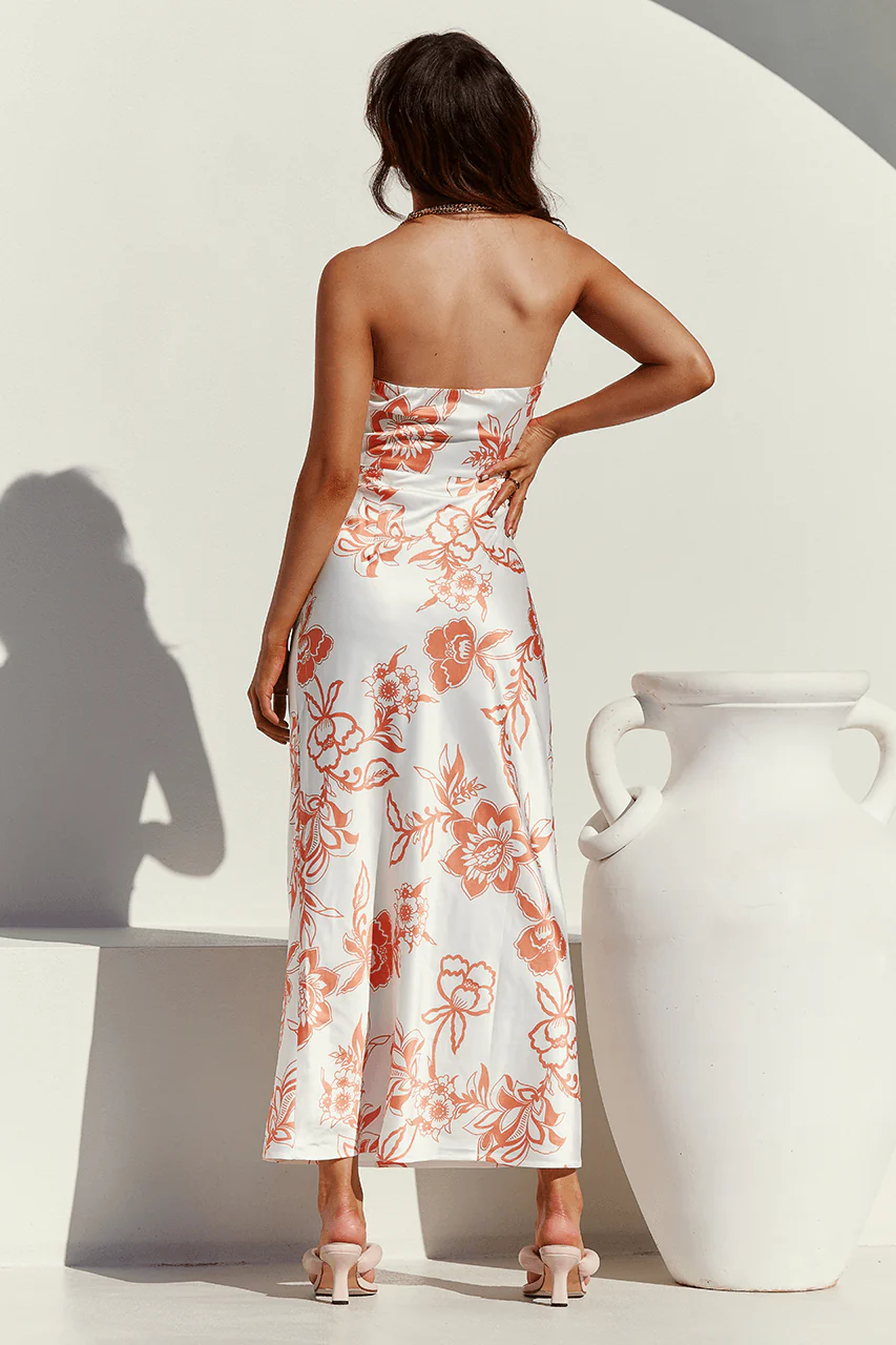 Calante Slip Dress - White/Orange - Image 2