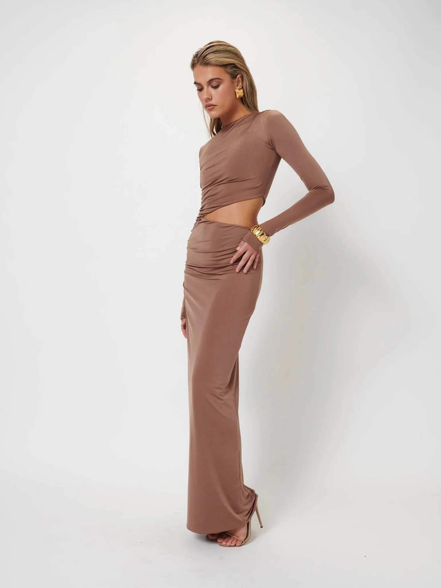 Cara Maxi Dress - Coffee - Image 4