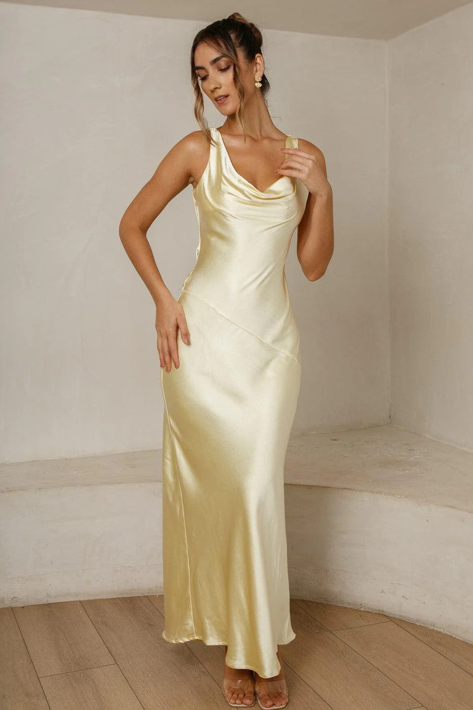 Cassandra Cowl Neck Maxi Dress - Butter - Image 4