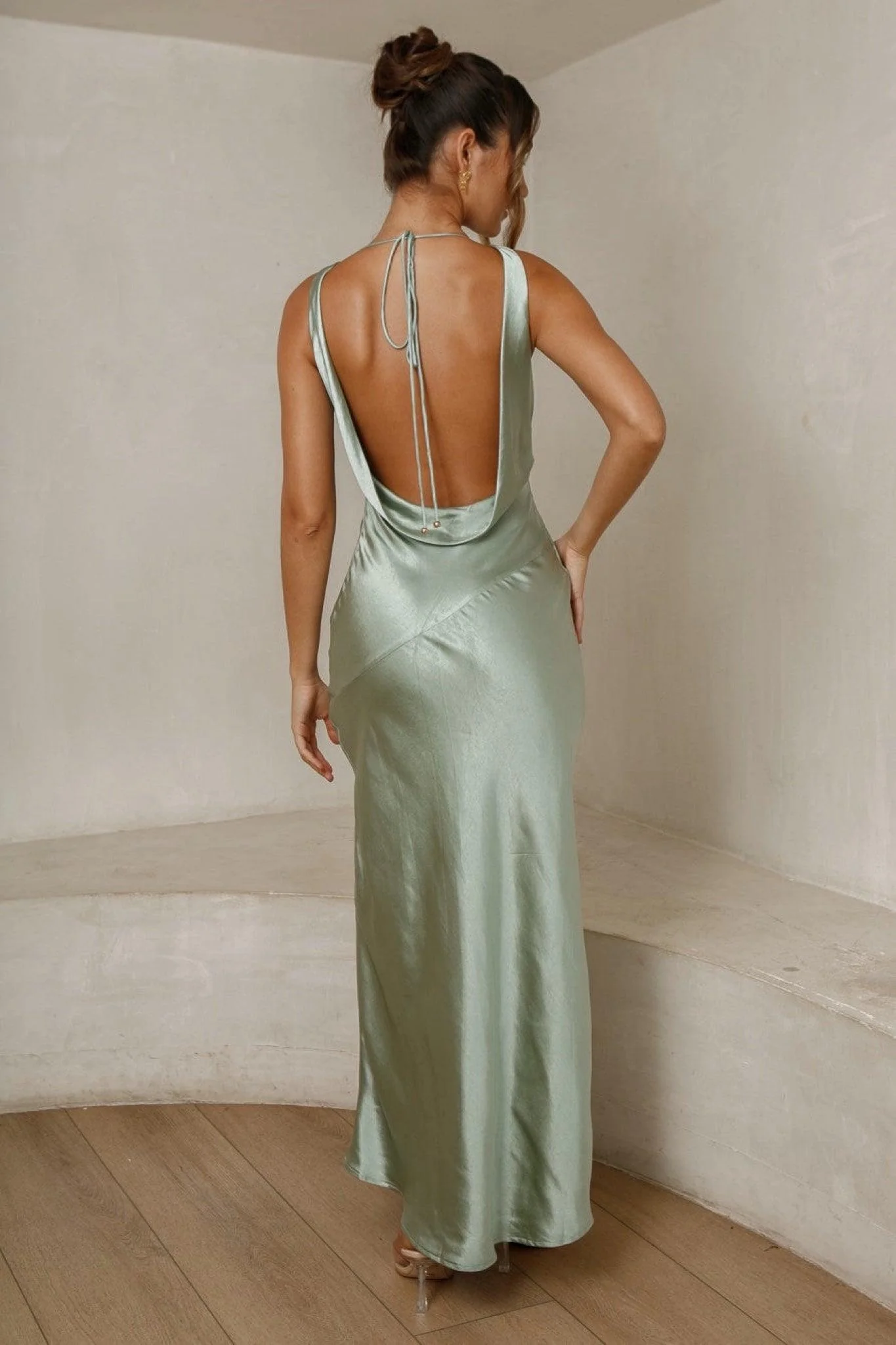 Cassandra Cowl Neck Maxi Dress - Pistachio