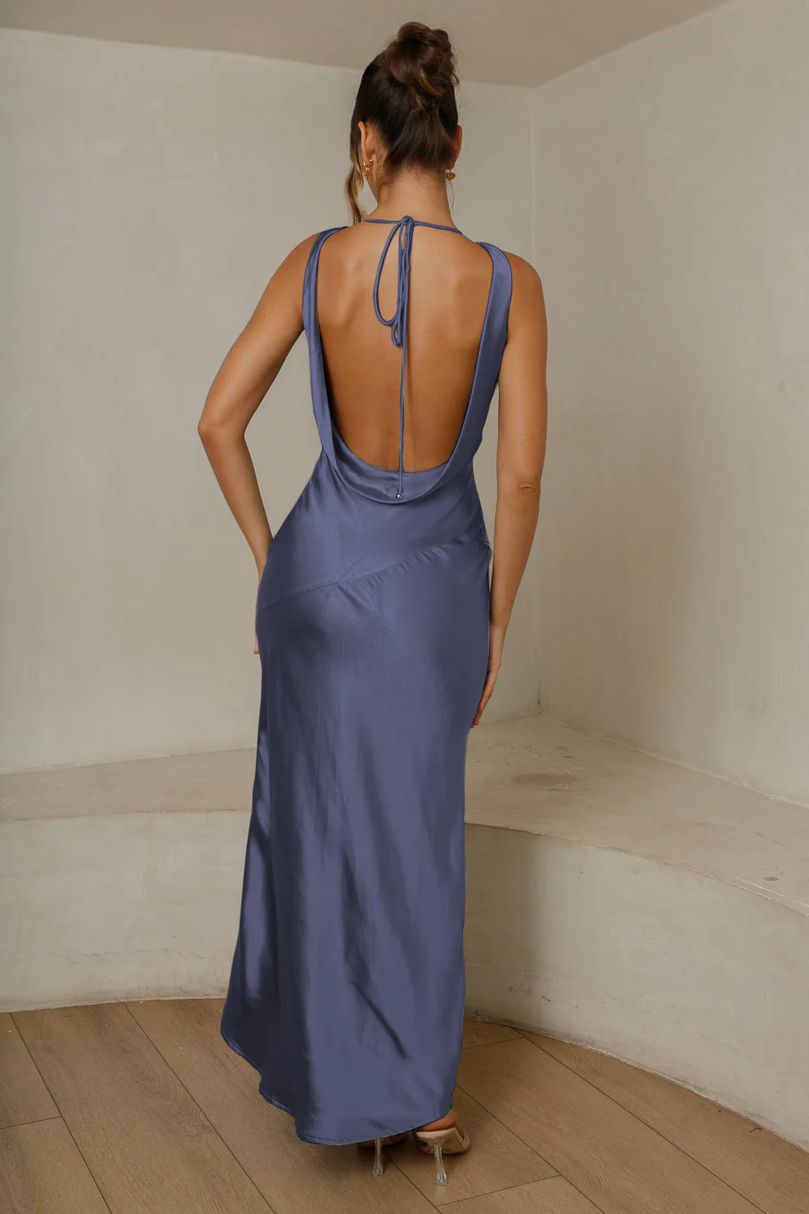 Cassandra Cowl Neck Maxi Dress - Navy - Image 2