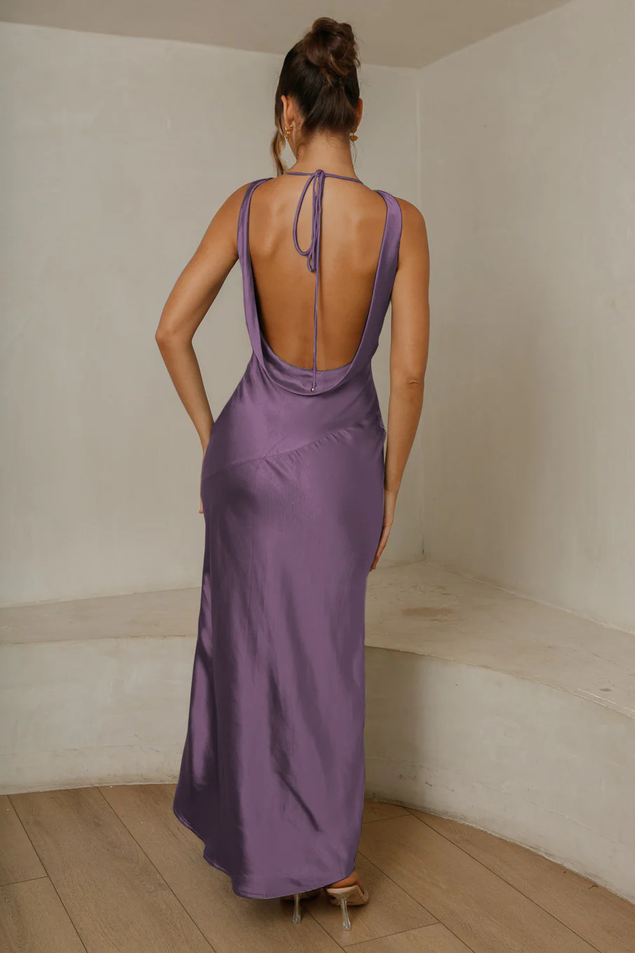 Cassandra Open Back Maxi Dress - Grape - Image 2