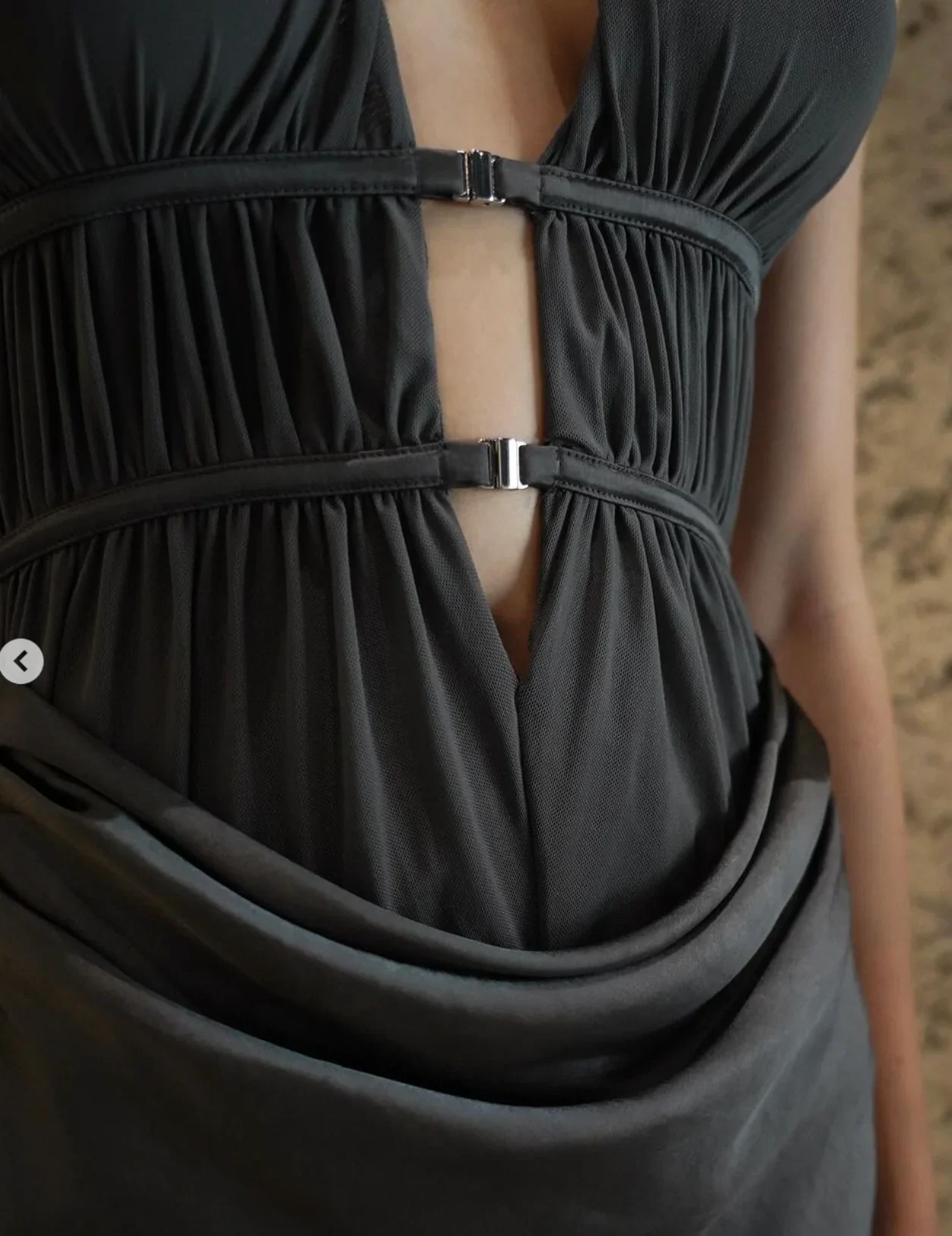 Celine Satin Maxi Dress - Black - Image 2