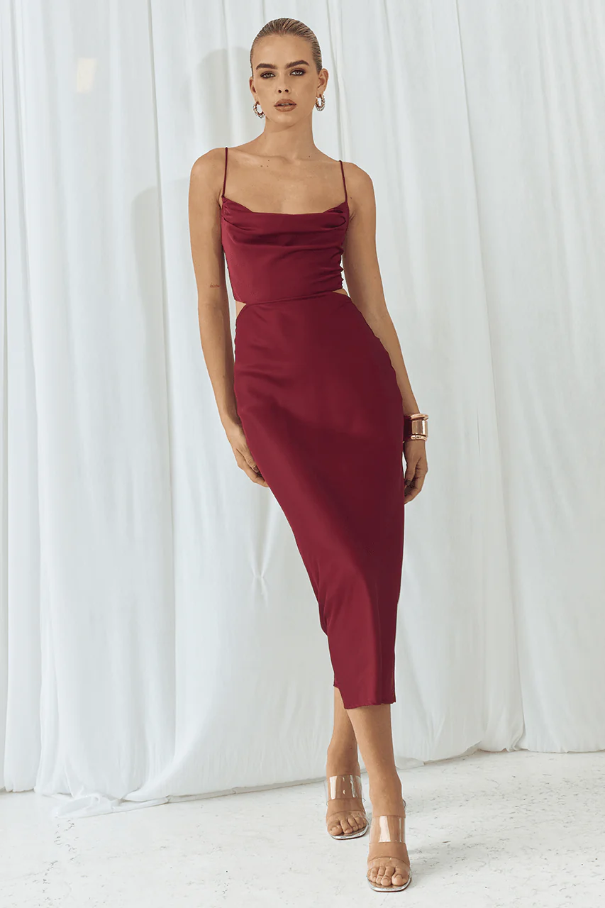 Charissa Slip Dress - Wine - Image 3