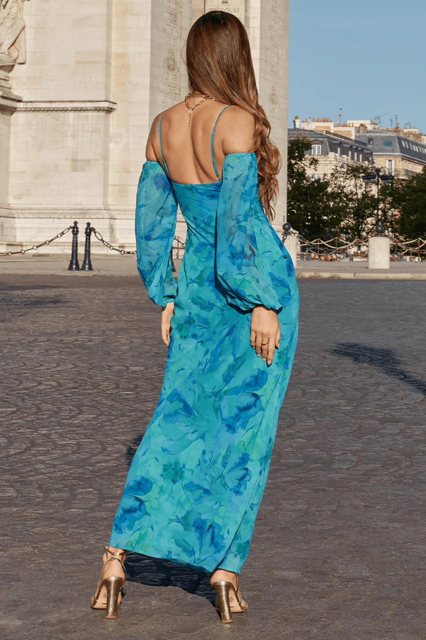Charly Maxi Dress - Blue Floral - Image 2