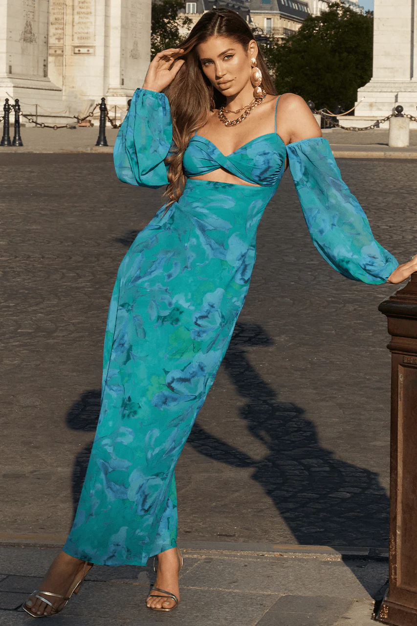 Charly Maxi Dress - Blue Floral - Image 5