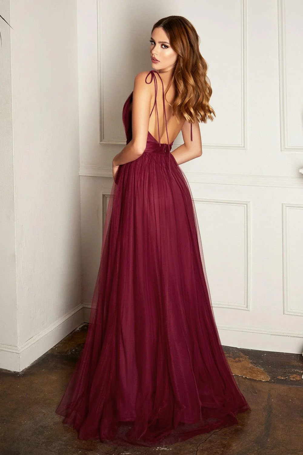 Chloe Tulle Dress - Burgundy - Image 2