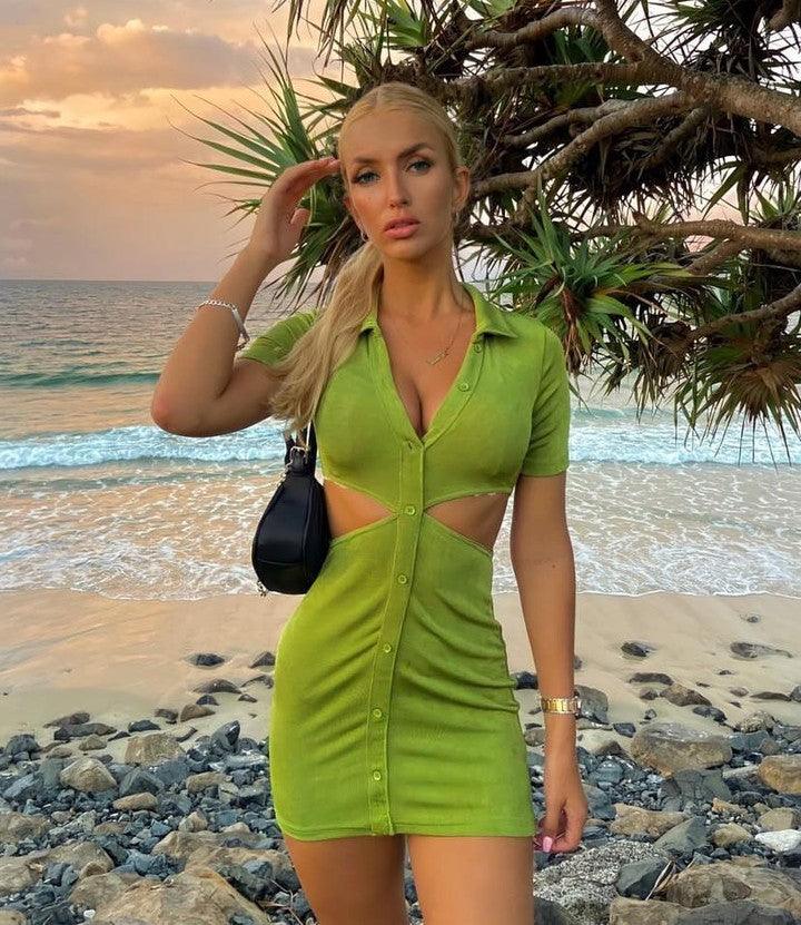Claudia Mini Dress - Grass - Image 2