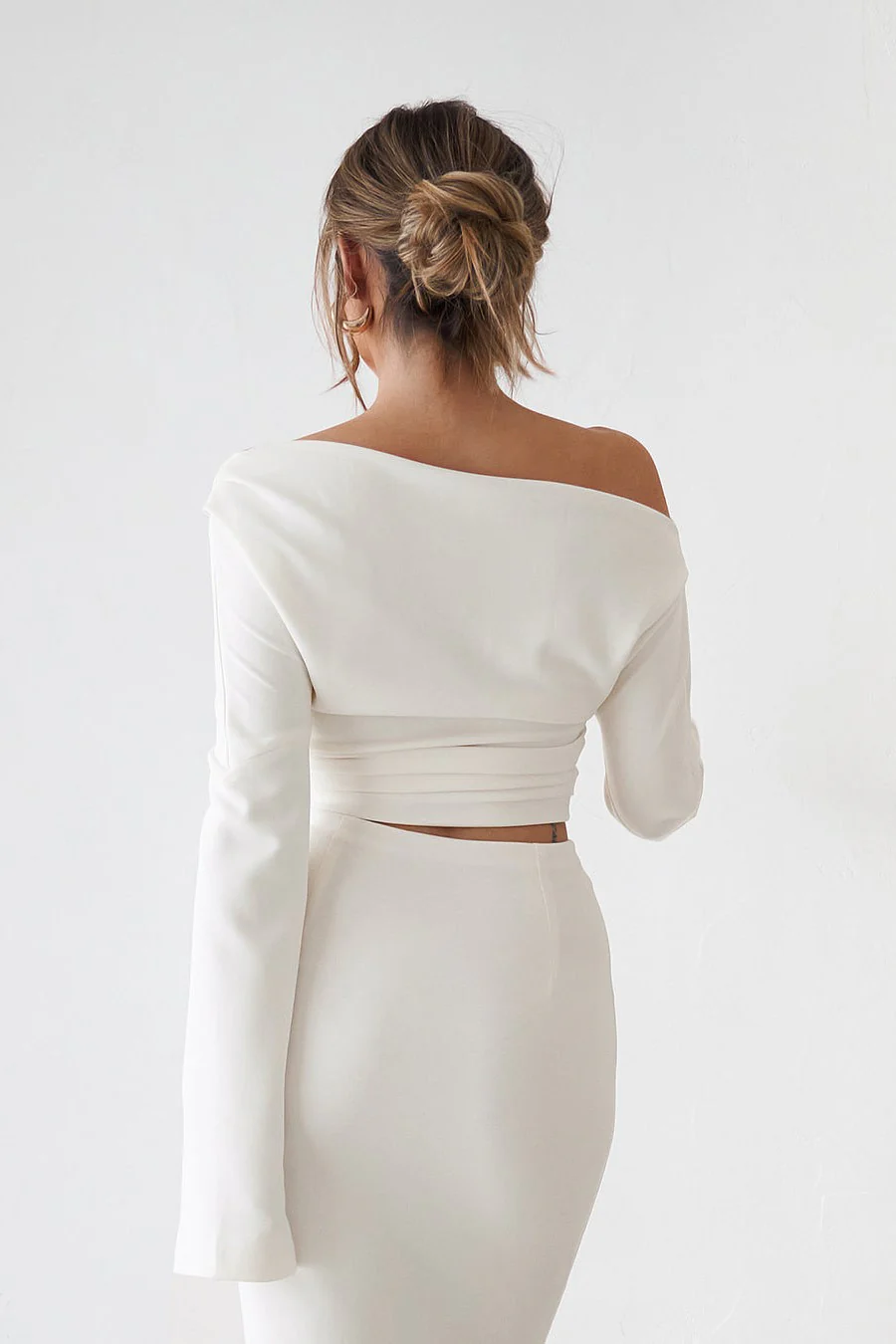 Cupro Long Sleeve Top - Vintage White - Image 3