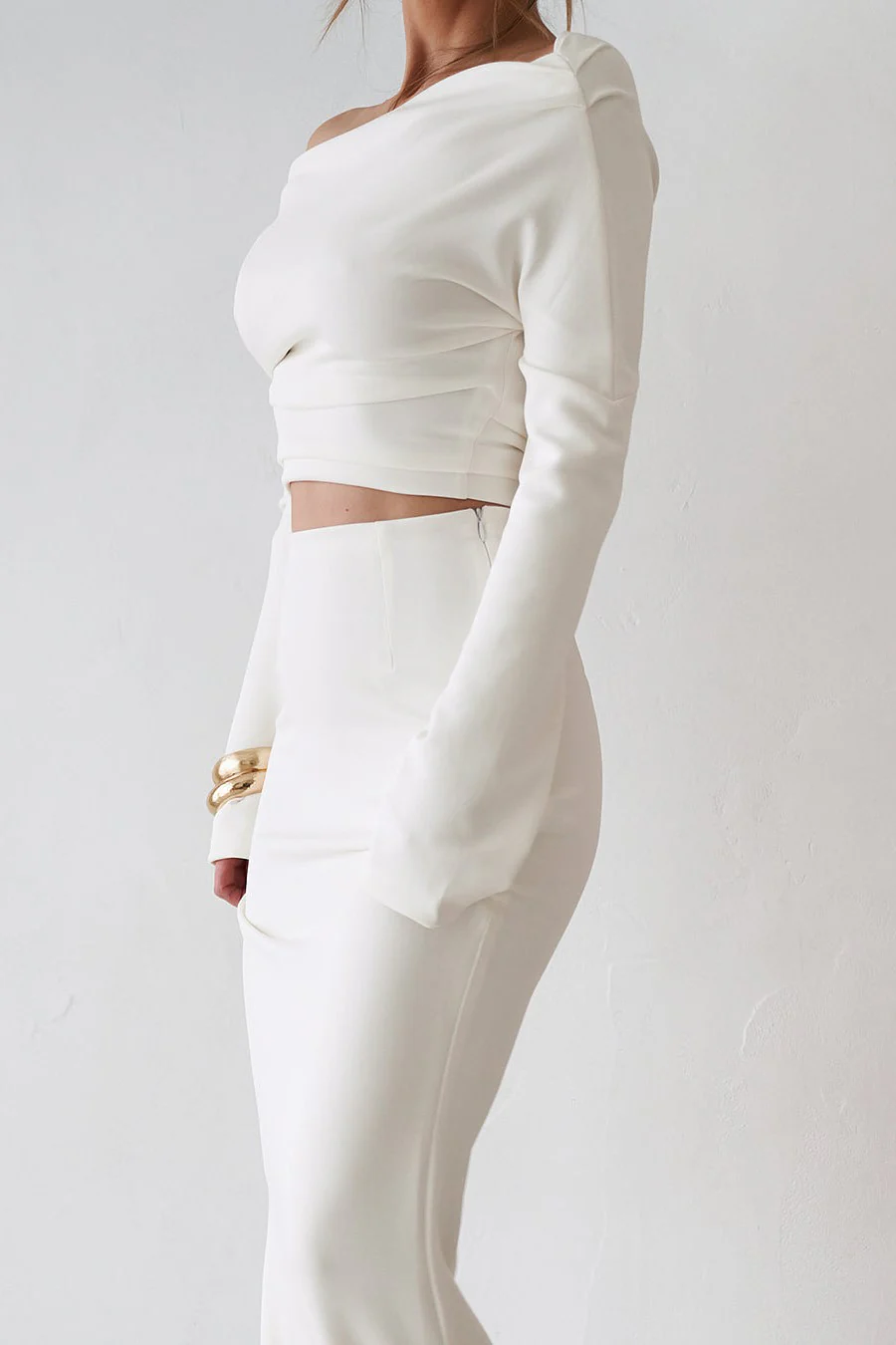Cupro Long Sleeve Top - Vintage White - Image 6